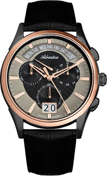 Швейцарские наручные  мужские часы Adriatica 1193.K214CH. Коллекция Twin Motion