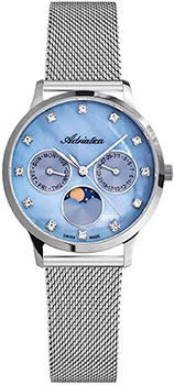 Швейцарские наручные  женские часы Adriatica 3174.514BQF. Коллекция Moonphase