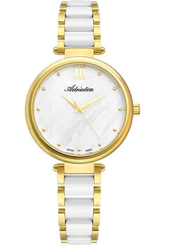 Швейцарские наручные  женские часы Adriatica 3705.D18FQ. Коллекция Ceramic