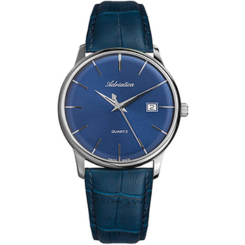 Швейцарские наручные  мужские часы Adriatica 8242.5215Q. Коллекция Gents Leather