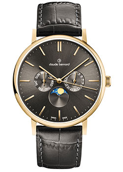 Швейцарские наручные  мужские часы Claude Bernard 40004-37JGID. Коллекция Classic Slim Line