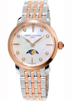 Швейцарские наручные  женские часы Frederique Constant FC-206MPWD1S2B. Коллекция Slim Line Moonphase