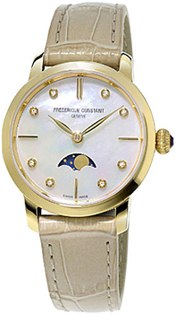 Швейцарские наручные женские часы Frederique Constant FC-206MPWD1S5. Коллекция Slim Line Moonphase Швейцарские наручные женские часы Frederique Constant FC-206MPWD1S5. Коллекция Slim Line Moonphase