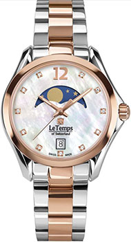 Швейцарские наручные  женские часы Le Temps LT1030.49BT02. Коллекция Sport Elegance Moon Phase