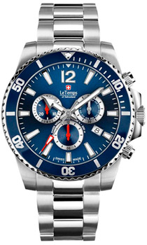 Швейцарские наручные  мужские часы Le Temps LT1044.03BS01. Коллекция Swiss Naval Patrol Chronograph