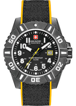 Швейцарские наручные  мужские часы Swiss military hanowa 06-4309.17.007.79. Коллекция Black Carbon