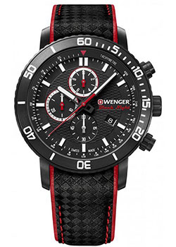 Швейцарские наручные мужские часы Wenger 01.1843.109. Коллекция Roadster Black Night Chrono  - купить