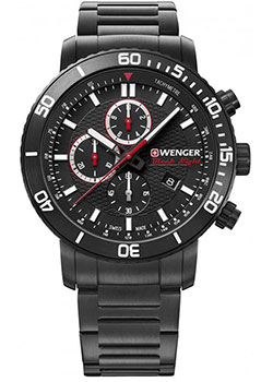 Швейцарские наручные  мужские часы Wenger 01.1843.110. Коллекция Roadster Black Night Chrono