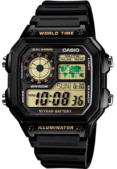 Японские наручные  мужские часы Casio AE-1200WH-1B. Коллекция Digital