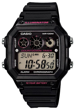 Японские наручные  мужские часы Casio AE-1300WH-1A2. Коллекция Digital