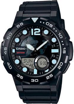 Японские наручные  мужские часы Casio AEQ-100W-1A. Коллекция Ana-Digi