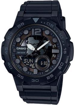 Японские наручные  мужские часы Casio AEQ-100W-1B. Коллекция Ana-Digi