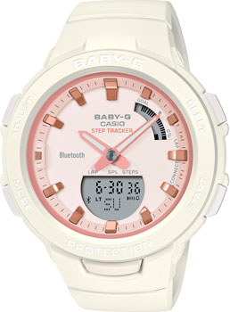 Японские наручные  женские часы Casio BSA-B100CS-7A. Коллекция Baby-G