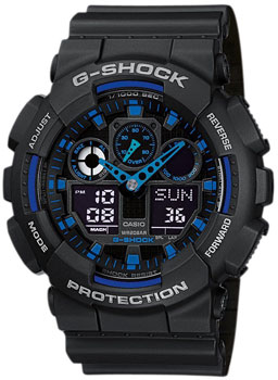 Японские наручные  мужские часы Casio GA-100-1A2. Коллекция G-Shock