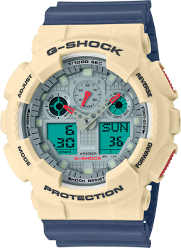 Японские наручные  мужские часы Casio GA-100PC-7A2. Коллекция G-Shock