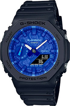 Японские наручные  мужские часы Casio GA-2100BP-1A. Коллекция G-Shock