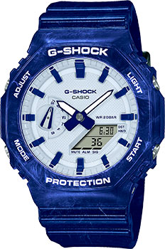 Японские наручные  мужские часы Casio GA-2100BWP-2A. Коллекция G-Shock