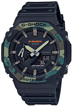 Японские наручные  мужские часы Casio GA-2100SU-1AER. Коллекция G-Shock