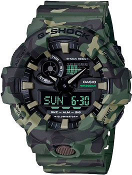 Японские наручные  мужские часы Casio GA-700CM-3A. Коллекция G-Shock
