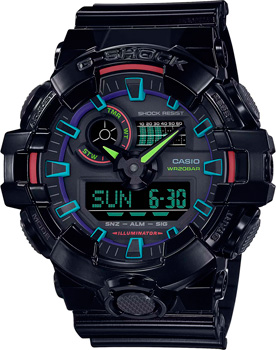 Японские наручные  мужские часы Casio GA-700RGB-1A. Коллекция G-Shock
