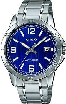 Японские наручные  мужские часы Casio MTP-V004D-2B. Коллекция Analog