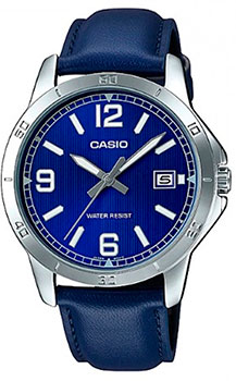 Японские наручные  мужские часы Casio MTP-V004L-2B. Коллекция Analog
