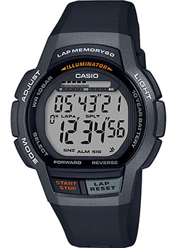 Японские наручные  мужские часы Casio WS-1000H-1AVEF. Коллекция Digital