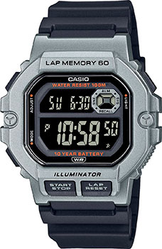 Японские наручные  мужские часы Casio WS-1400H-1BVEF. Коллекция Digital