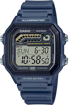 Японские наручные  мужские часы Casio WS-1600H-2A. Коллекция Digital