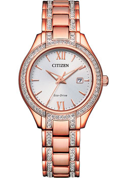 Японские наручные  женские часы Citizen FE1233-52A. Коллекция Eco-Drive