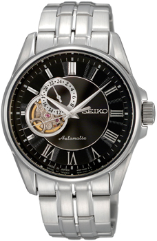  Японские наручные мужские часы Seiko SSA031J1. Коллекция Presage - SeikoКалибр механизма 4R39, 24 камня. Возможность ручного завода, запас хода при полном заводе 40 часов. Открытый баланс хода. Отдельный циферблат с 24 часовым форматом времени (суточник). Прозрачная задняя крышка с винтовым фиксатором. Стальной браслет, тройная раскладывающаяся застежка с кнопками для открытия. Диаметр корпуса 38,5 мм. Производство Япония.><br>