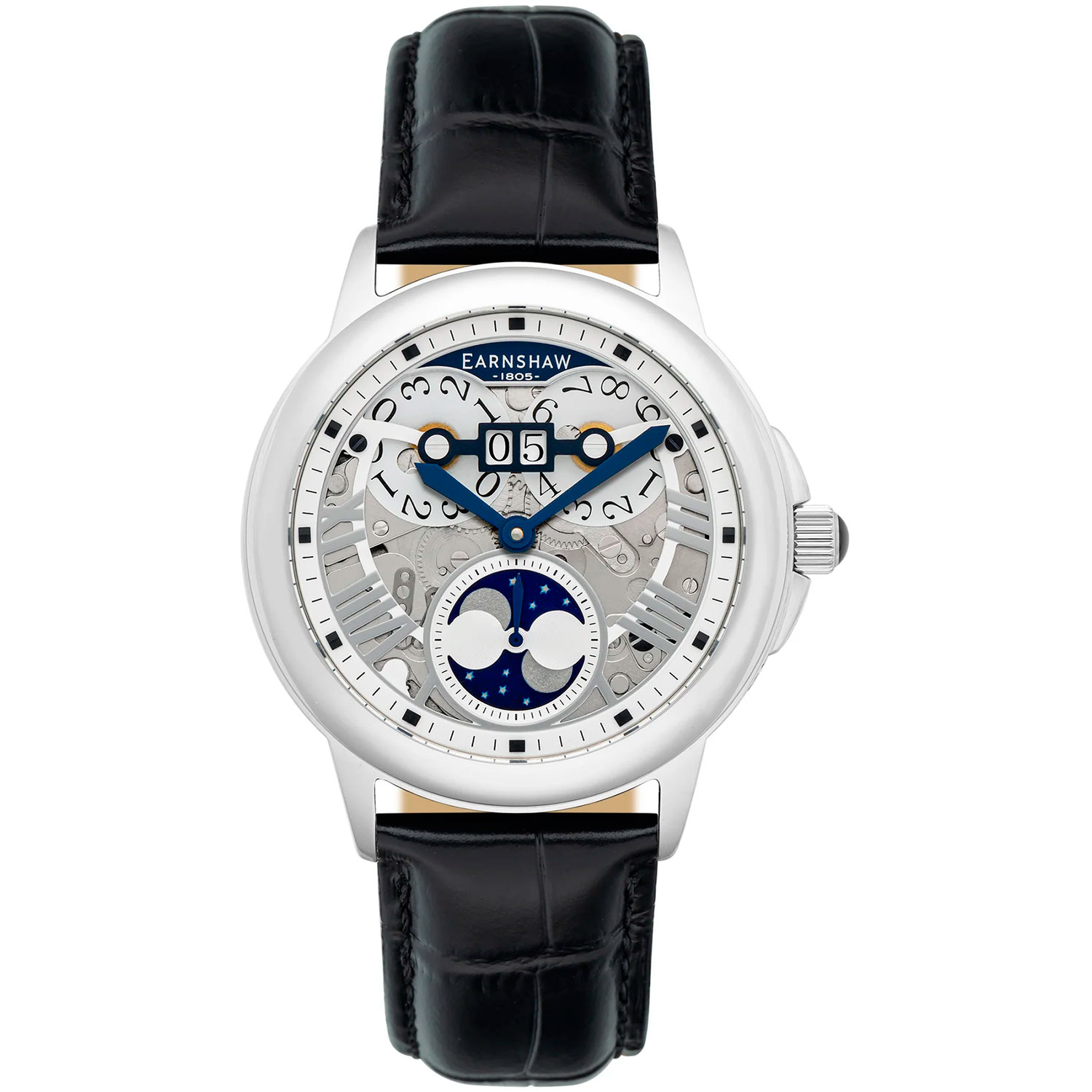 Часы Earnshaw ES-8245-01 ремешок для часов замшевый серебристый 18 20 22 24 мм из нержавеющей стали