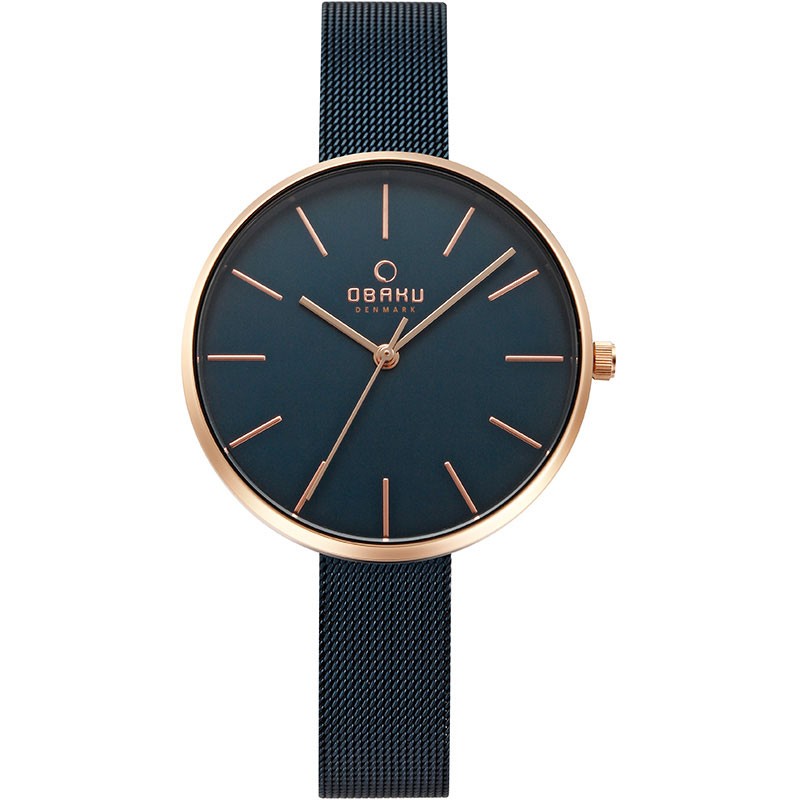Часы Obaku V211LXVLML дизайнерский браслет затяжка с жеодой агата синего цвета
