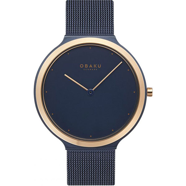 Часы Obaku V269GXSLML дизайнерский браслет затяжка с жеодой агата синего цвета