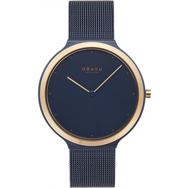 Часы Obaku V269LXSLML дизайнерский браслет затяжка с жеодой агата синего цвета