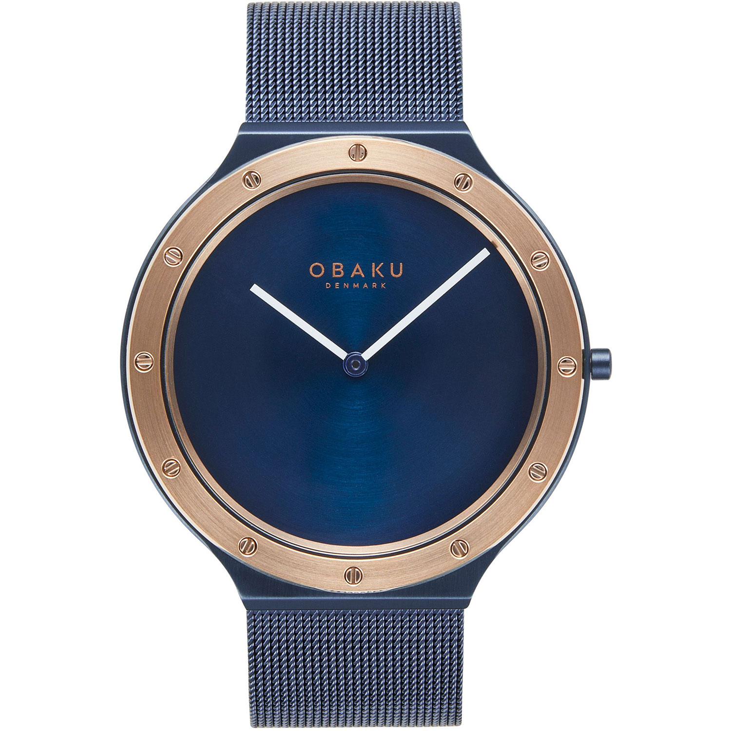 Часы Obaku V285GXSLML дизайнерский браслет затяжка с жеодой агата синего цвета