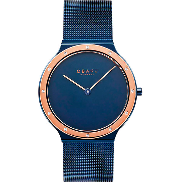 Часы Obaku V285LESLML дизайнерский браслет затяжка с жеодой агата синего цвета