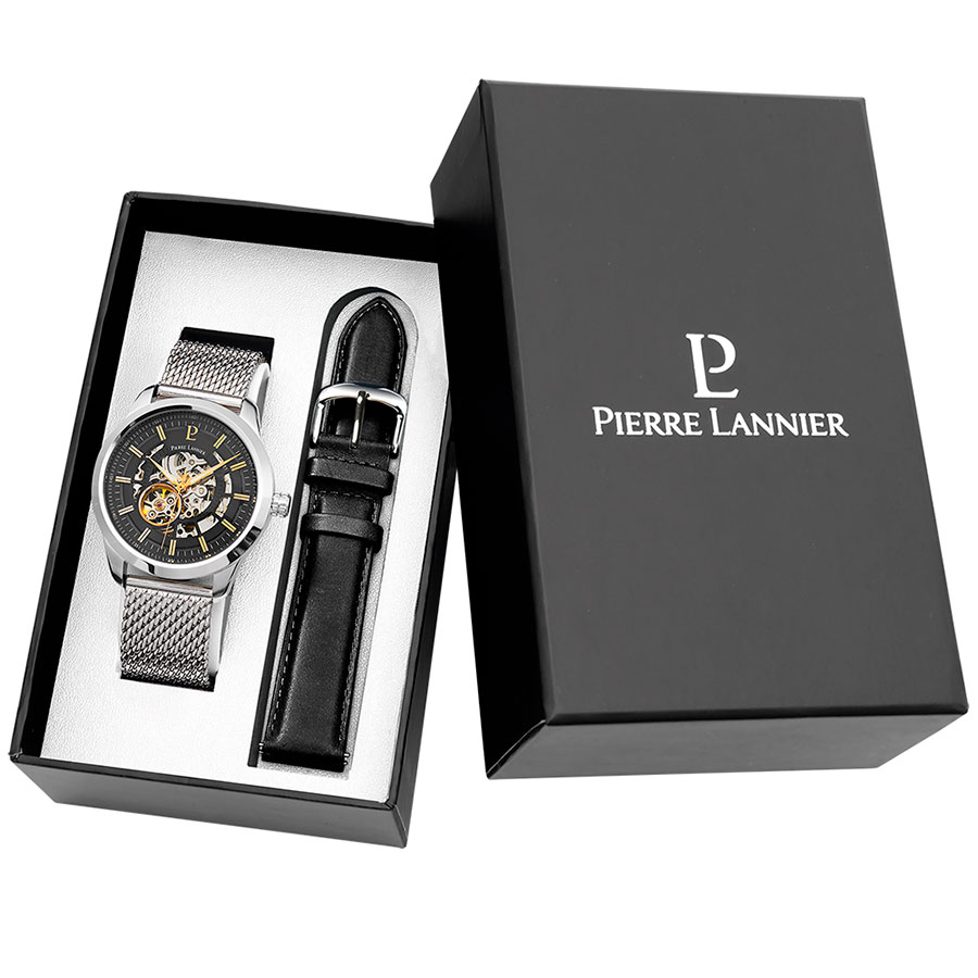 Часы Pierre Lannier 374F131 мужские часы и браслет в стиле ретро подарочный набор коричневый кварцевый браслет кожаный ремешок часы мужские браслеты отличный пода