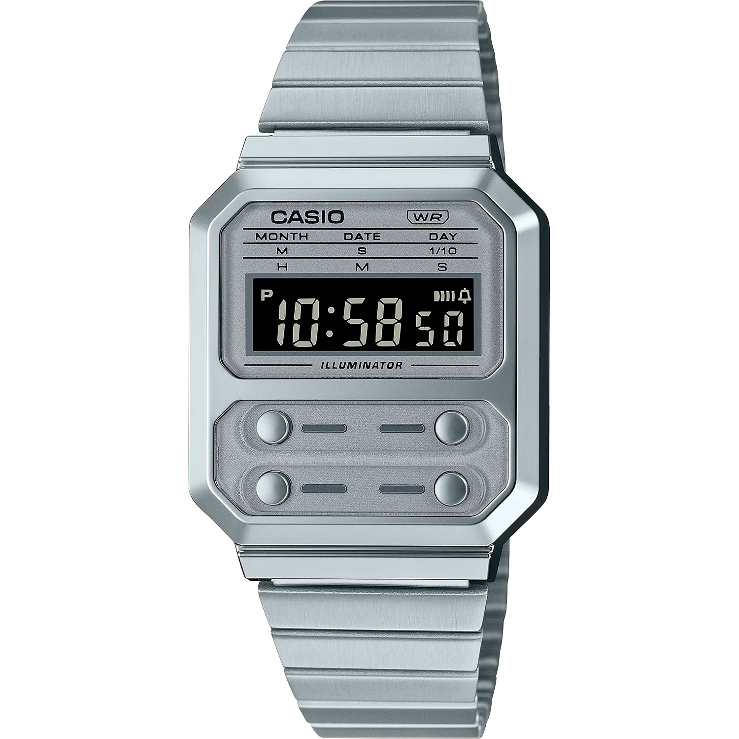 наручные часы casio vintage a100we 7b серебряный черный Часы Casio A100WE-7B