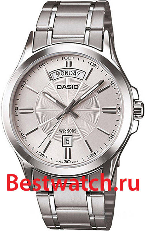 casio men s enticer analog watch mtp 1381d 7a 47 mm silver Часы Casio MTP-1381D-7A