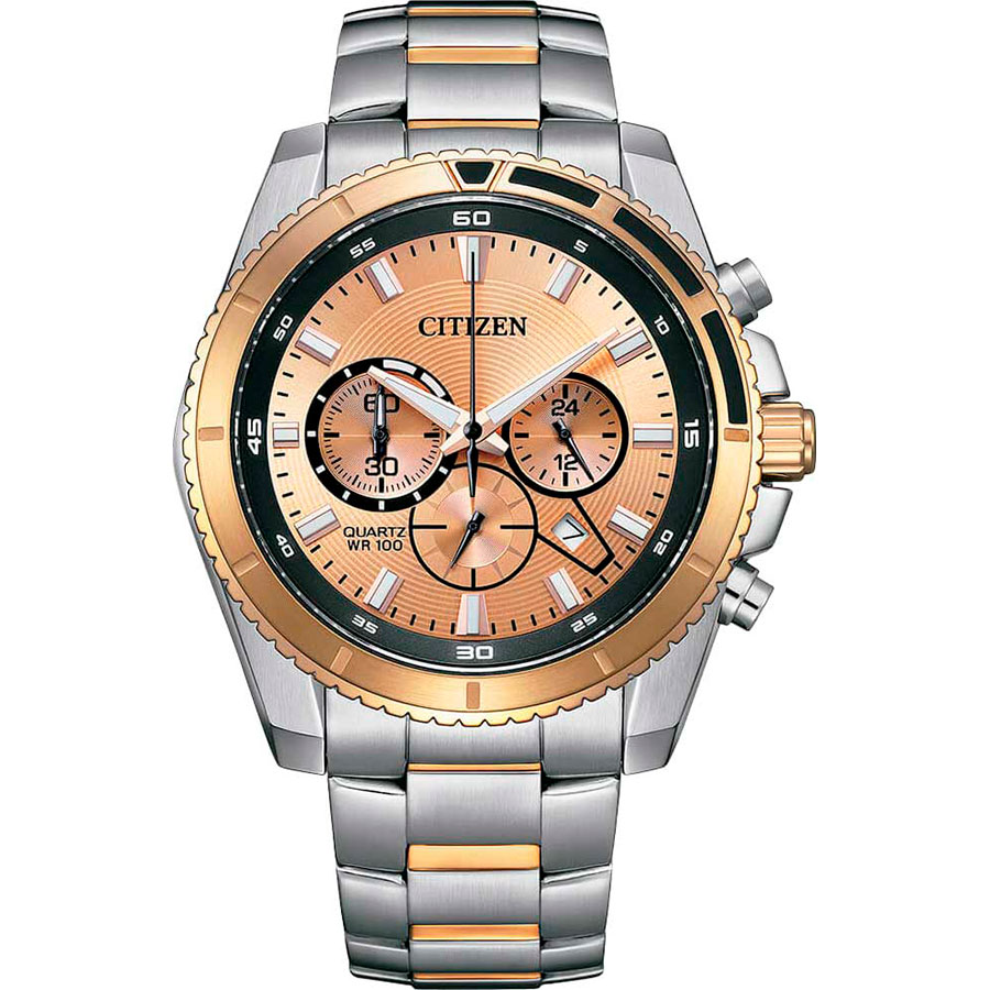 наручные часы citizen basic an8204 59x серебряный золотой Часы Citizen AN8204-59X