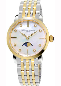 Швейцарские наручные  женские часы Frederique Constant FC-206MPWD1S3B. Коллекция Slim Line Moonphase