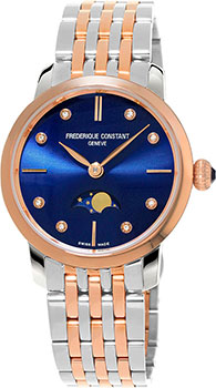 Швейцарские наручные  женские часы Frederique Constant FC-206ND1S2B. Коллекция Slim Line Moonphase