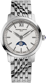 Швейцарские наручные  женские часы Frederique Constant FC-206SW1S6B. Коллекция Slim Line Moonphase