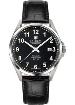 Швейцарские наручные  мужские часы Le Temps LT1025.07BL81. Коллекция Titanium Gent
