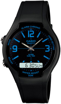 Японские наручные  мужские часы Casio AW-90H-2B. Коллекция Ana-Digi - фото 1