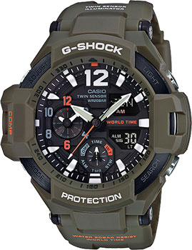 Японские наручные  мужские часы Casio GA-1100KH-3A. Коллекция G-Shock - фото 1