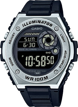 Японские наручные  мужские часы Casio MWD-100H-1B. Коллекция Digital - фото 1