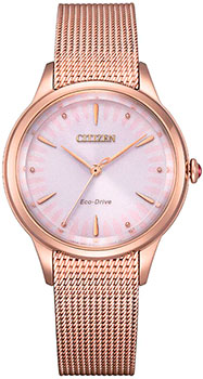 Японские наручные  женские часы Citizen EM0819-80X. Коллекция Elegance