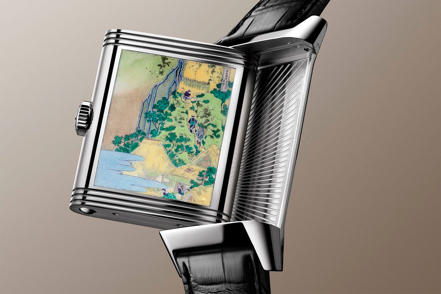 MADE IN OCCUPIDE JAPAN　陽刻浮彫　龍　城　富士山　宝石箱 Jaeger-LeCoultre Reverso Tribute Enamel Hokusai: серия «Водопады»